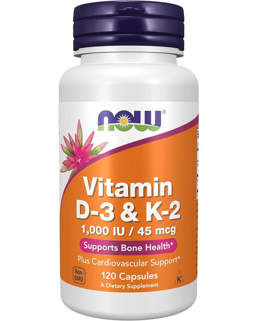 NOW Foods, Vitamin D-3 & K-2, 120 Veg Capsules