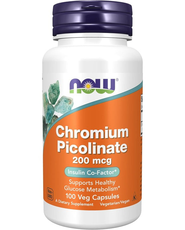 NOW Supplements, Chromium Picolinate 200 mcg, Insulin Co-Factor*, 100 Veg Capsules
