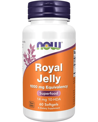 NOW Supplements, Royal Jelly 1000 mg with 10-HDA (Hydroxy-D-Decenoic Acid), 60 Softgels
