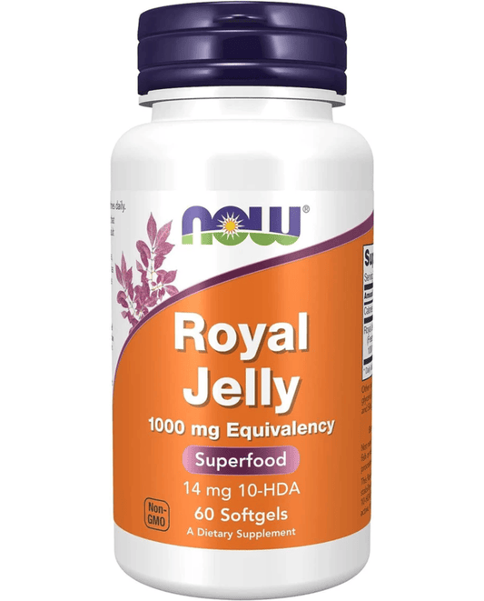 NOW Supplements, Royal Jelly 1000 mg with 10-HDA (Hydroxy-D-Decenoic Acid), 60 Softgels
