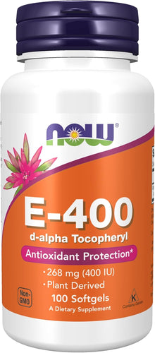 NOW Supplements, Vitamin E-400 IU, D-Alpha Tocopheryl, 100 Count