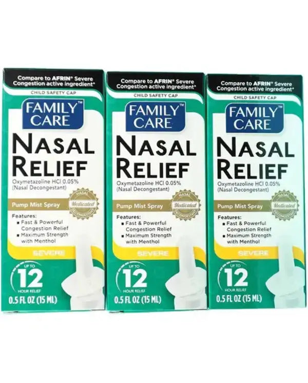 Nasal Relief Spray, Pump Mist, Anti-drip, Severe Congestion, (Oxymetazoline HCI) 12 Hours
