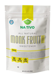 Nativo Monk Fruit and Erythritol Sweetener 1:1 - Granular - Sugar Substitute - Non GMO - 0 Glycemic - Keto and Paleo Friendly - 1 Pound bag (Classic)
