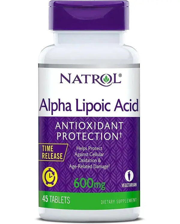 Natrol Alpha Lipoic Acid Time Release Tablets, Antioxidant Protection, ALA, Helps Protect Against Cellular Oxidation and Age-Related Damage, Whole Body Cell Rejuvenation, 600mg, 45 Count
