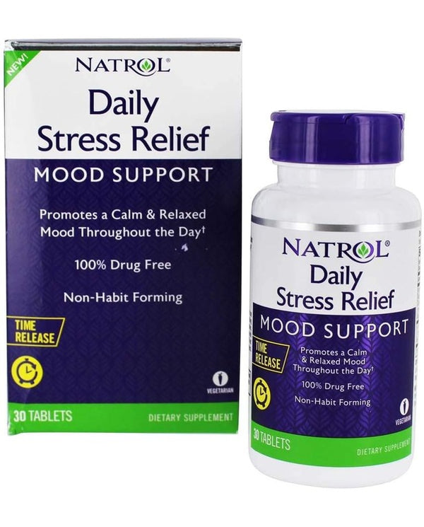 Natrol Daily Stress Relief 100 mg, Dietary Supplement, Mood + Stress, 30 Tablets, 30 Day Supply
