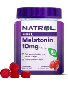 Natrol Melatonin Gummies, Sleep Support for
Adults, 10 mg Melatonin, 90 Strawberry-Flavored
Gummies