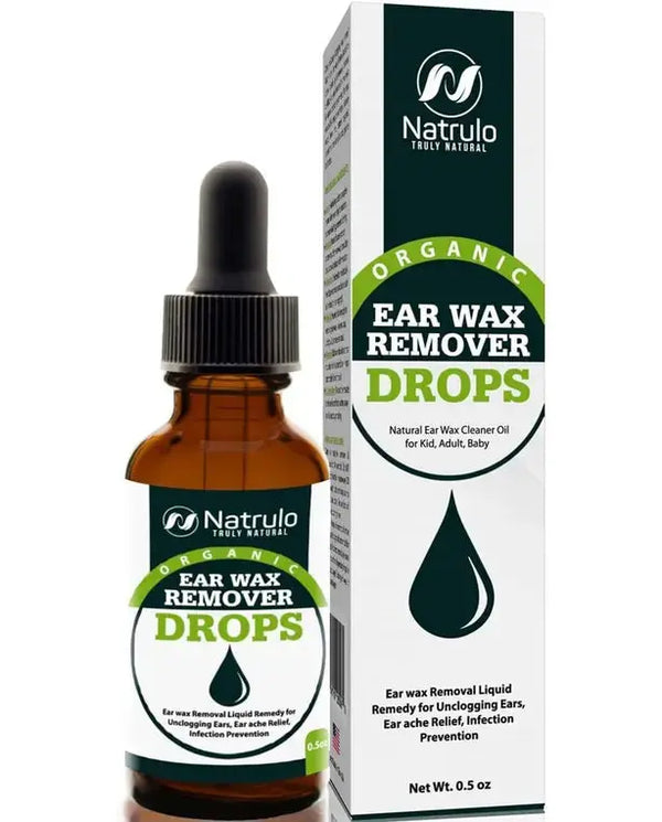 Natrulo Organic Ear Wax Remover Drops for Clogged Ears Natural Ear Wax Cleaner Oil for Kid, Adult, Baby Earwax Removal Liquid Remedy for Unclogging Ears.

