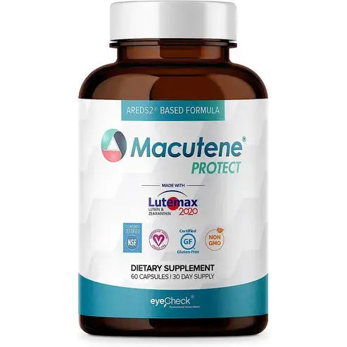 Natural Eye Health Vitamins with Bilberry Zeaxanthin Lutein - Macular Support Supplement, Formula Based On AREDS2® Clinical Trials Plus Carotenoids Quercetin EGCG - Macutene® Protect (60 Capsules)
