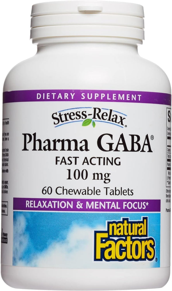 Natural Factors Pharma GABA Stress-Relax Chewable 100mg 60 Tablets