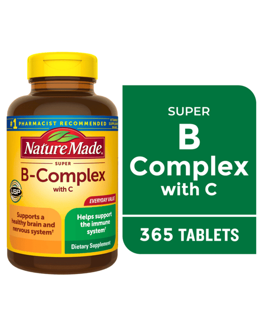 Nature Made Super B Complex with Vitamin C and Folic Acid Tablets, Dietary Supplement, 365 Count