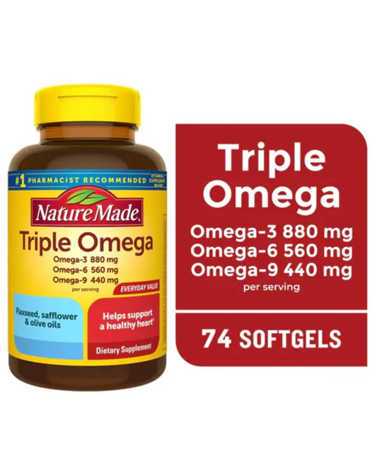 Nature Made Triple Omega 369 Softgels, Dietary Supplement, 74 Count