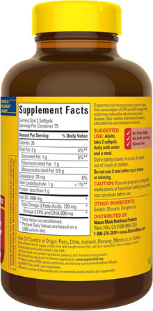 Nature Made Fish Oil Omega 3 Supplements, 1200 mg Softgels, 150 Softgels