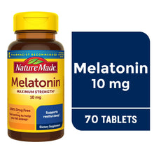 Nature Made Melatonin 10mg Maximum Strength Tablets, 100% Drug Free Sleep Aid for Adults, Melatonin for Adults, 70 Count, 70 Day Supply