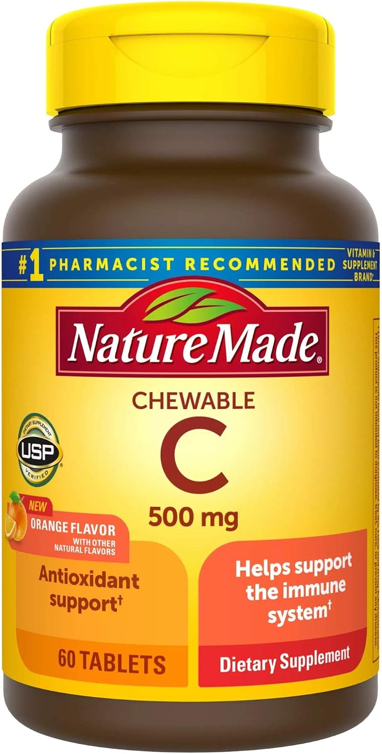 Nature Made Chewable Vitamin C 500 mg Tablets, 60 Count