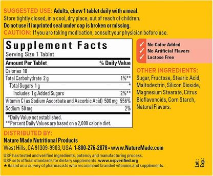 Nature Made Chewable Vitamin C 500 mg Tablets, 60 Count