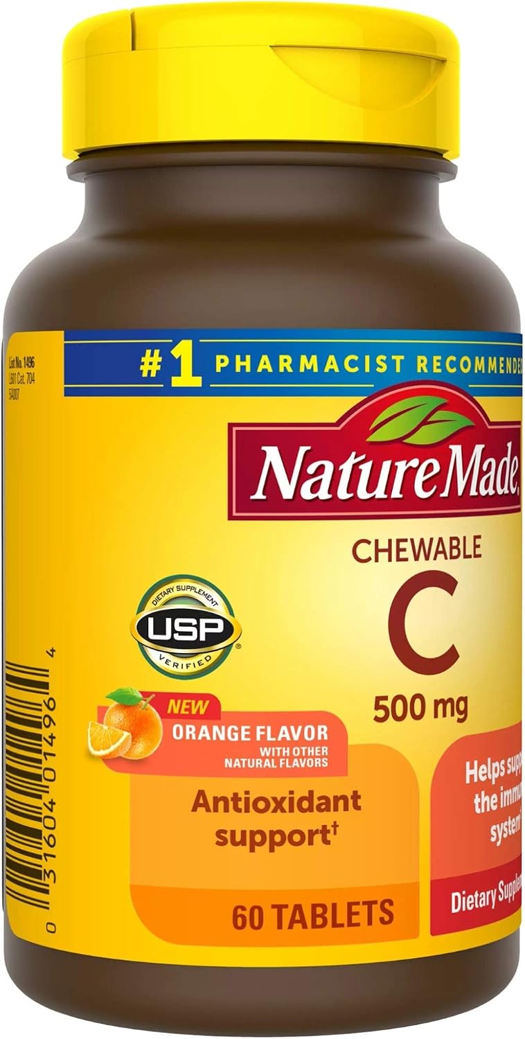 Nature Made Chewable Vitamin C 500 mg Tablets, 60 Count