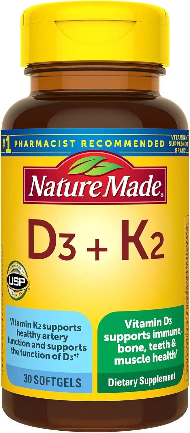 Nature Made Vitamin D3 K2, 5000 IU (125 mcg), 30 Softgels