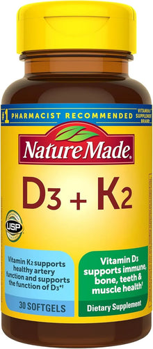 Nature Made Vitamin D3 K2, 5000 IU (125 mcg), 30 Softgels