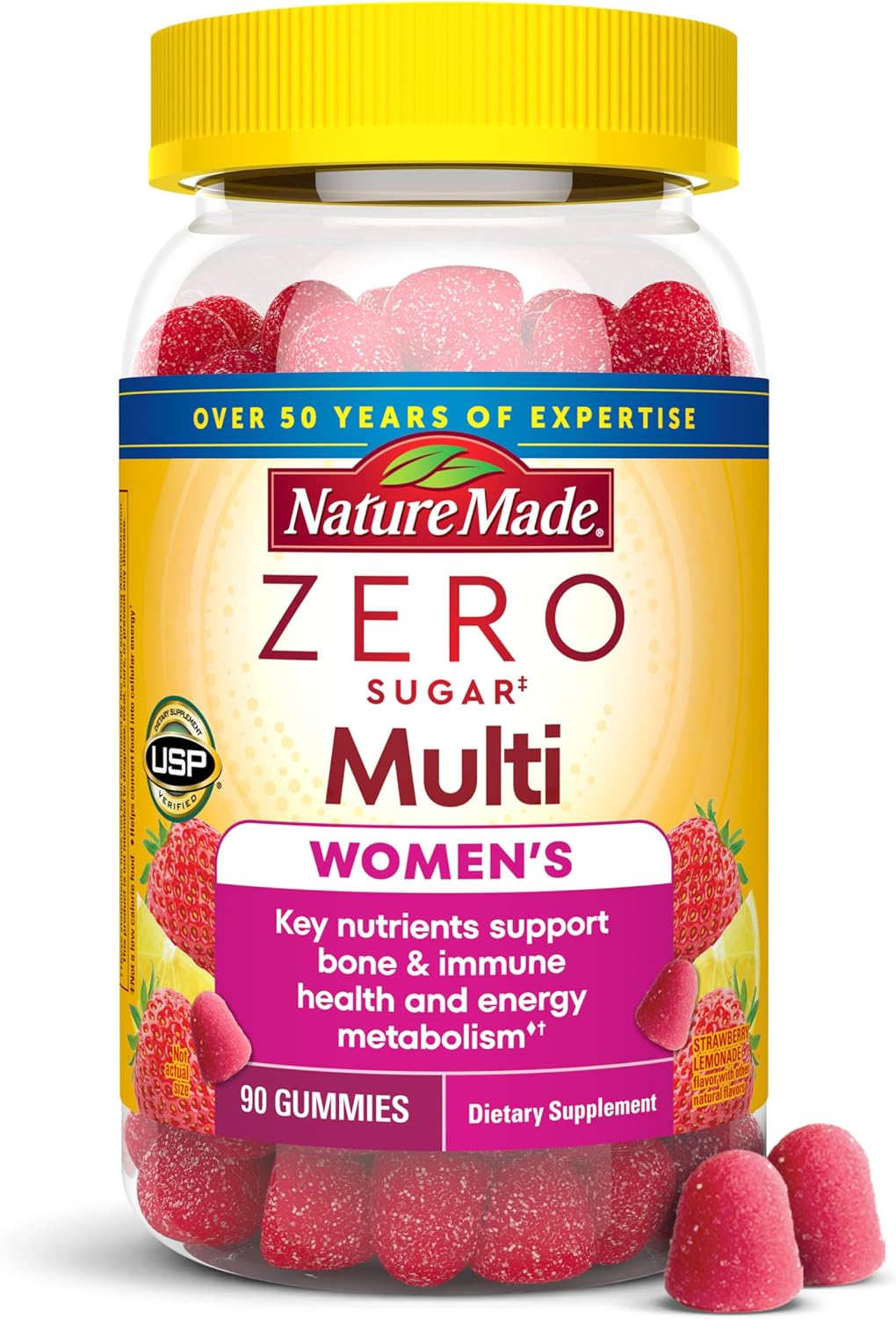 Nature Made Zero Sugar Multivitamin Women's Gummies, 90 Sugar Free Gummies