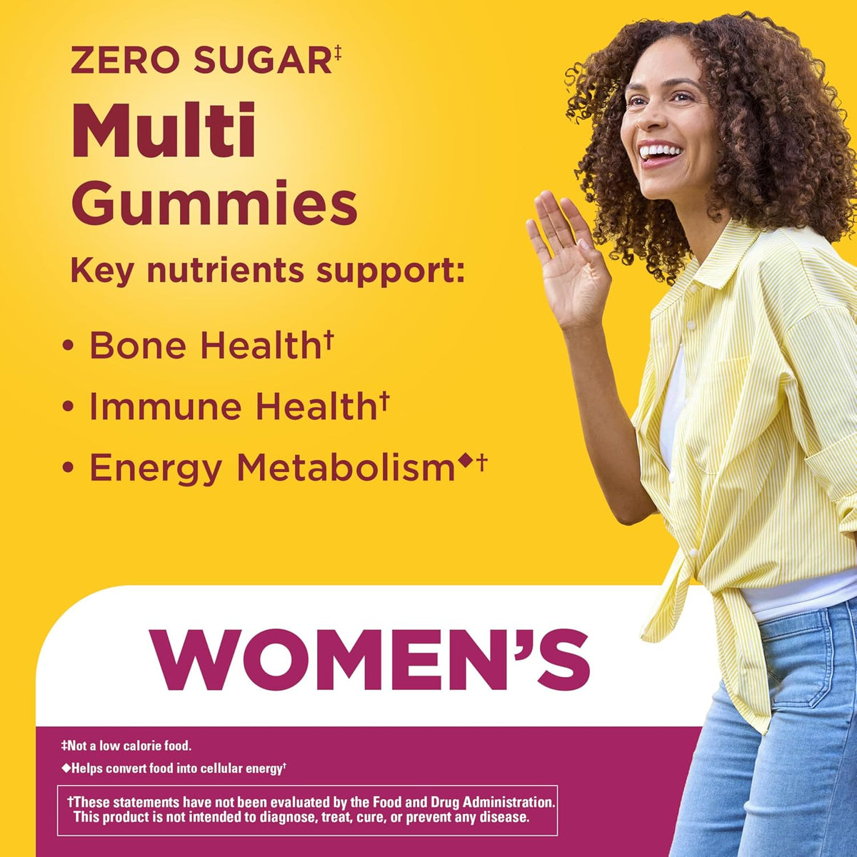 Nature Made Zero Sugar Multivitamin Women's Gummies, 90 Sugar Free Gummies