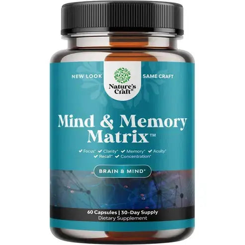 Nature Craft Advanced Brain Supplement for Memory and Focus - Nootropics Brain Support Supplement with Memory and Focus Vitamins for Adults - Memory Supplement for Brain Fog Clarity Energy & Recall
