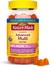Nature Made Advanced Multivitamin Gummies for Her with Magnesium Citrate, Calcium & All 8 B Vitamins, Multivitamin for Women, 90 Gummies, 30 Day Supply