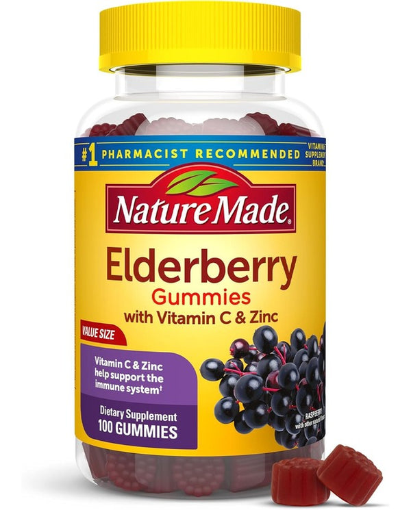 Nature Made Elderberry with Vitamin C and Zinc, 100 Gummies