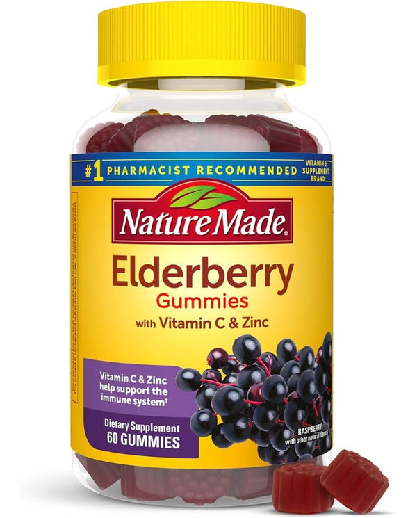 Nature Made Elderberry with Vitamin C and Zinc, 60 Elderberry Gummies