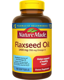 Nature Made Extra Strength Flaxseed Oil 1400 mg,
Fish Free Omega 3 Supplement, 100 Softgels
