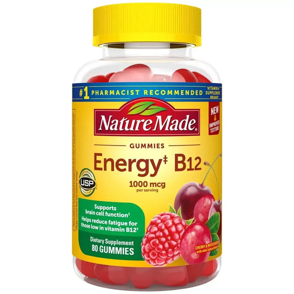 Nature Made Extra Strength Vitamin B12 Gummies, 1000 mcg per serving, B12 Vitamin Supplement 80 Gummy Vitamins
