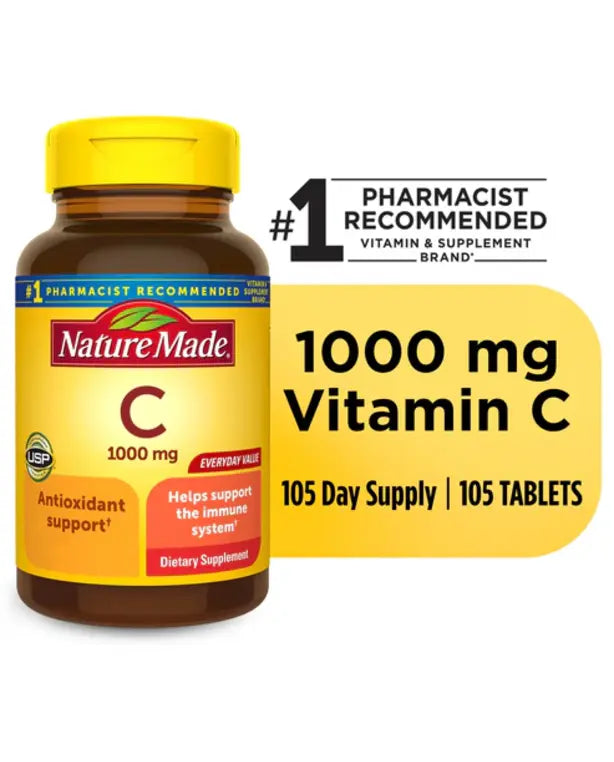 Nature Made Extra Strength Vitamin C 1000 mg Tablets, Dietary Supplement, 105 Count
