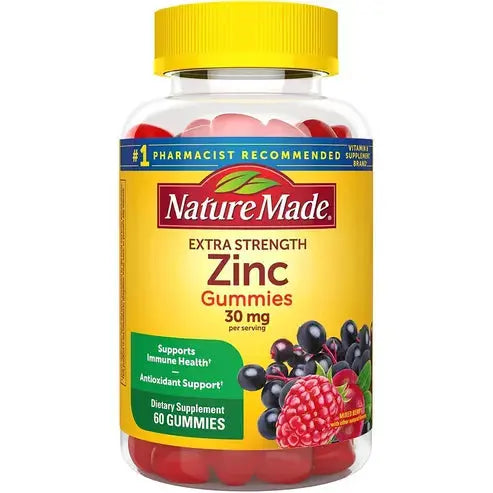 Nature Made Extra Strength Zinc Supplements 30 mg, 60 Zinc Gummies, 30 Day Supply