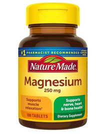 Nature Made Magnesium Oxide 250 mg, Dietary Supplement for Muscle, Heart, Bone and Nerve Health Support, 100 Tablets
