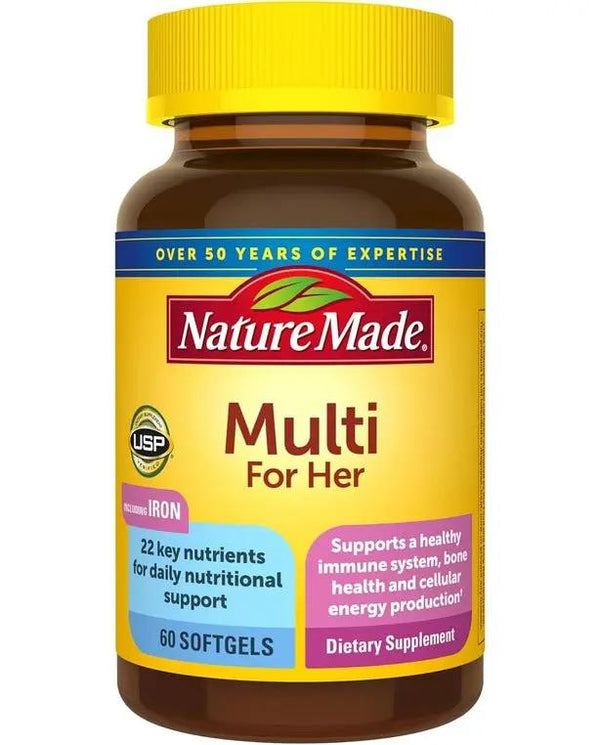 Nature Made Multivitamin For Her, Women's Multivitamin for Nutritional Support, 60 Softgels, 60 Day Supply
