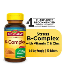 Nature Made Stress B Complex with Vitamin C and Zinc Tablets, Dietary Supplement, 80 Count
