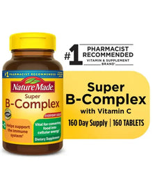 Nature Made Super B Complex with Vitamin C and Folic Acid Tablets, Dietary Supplement, 160 Count
