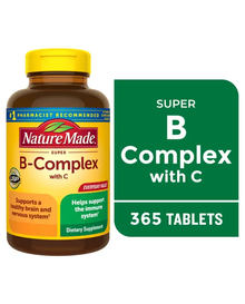 Nature Made Super B Complex with Vitamin C and Folic Acid Tablets, Dietary Supplement, 365 Count
