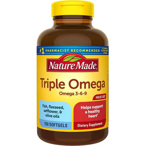 Nature Made Triple Omega 3-6-9, 150 Softgels Value Size, Omega Supplement For Heart Health
