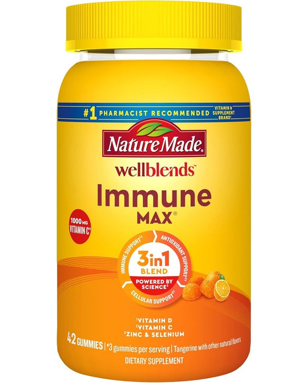Nature Made Wellblends ImmuneMAX Gummies, Vitamin C 1000mg + Zinc, Selenium, & Vitamin D3 5000 IU, Immune Support Supplement, 42 Gummies
