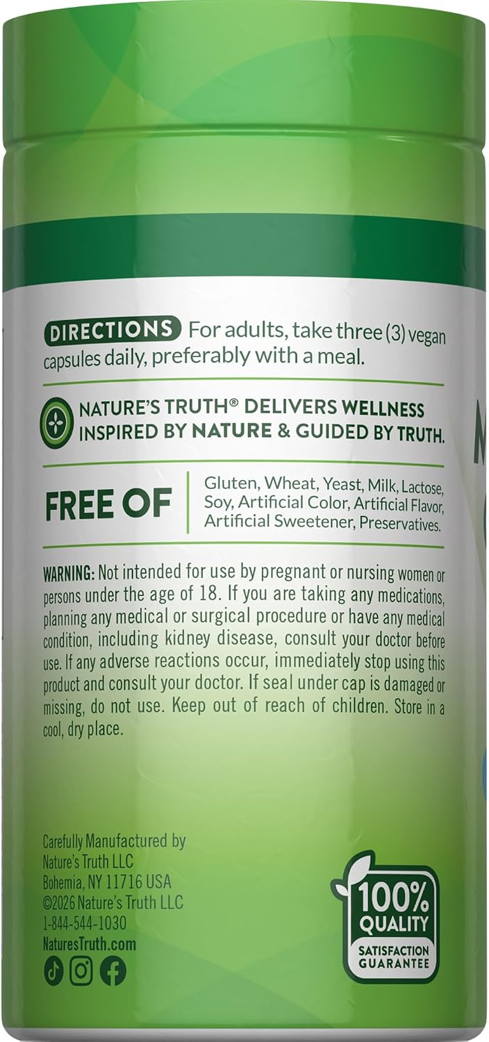 Nature's Truth Magnesium Glycinate with Ashwagandha | 60 Capsules | Vegan, Non-GMO & Gluten Free Supplement