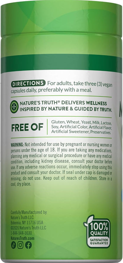 Nature's Truth Magnesium Glycinate with Ashwagandha | 60 Capsules | Vegan, Non-GMO & Gluten Free Supplement