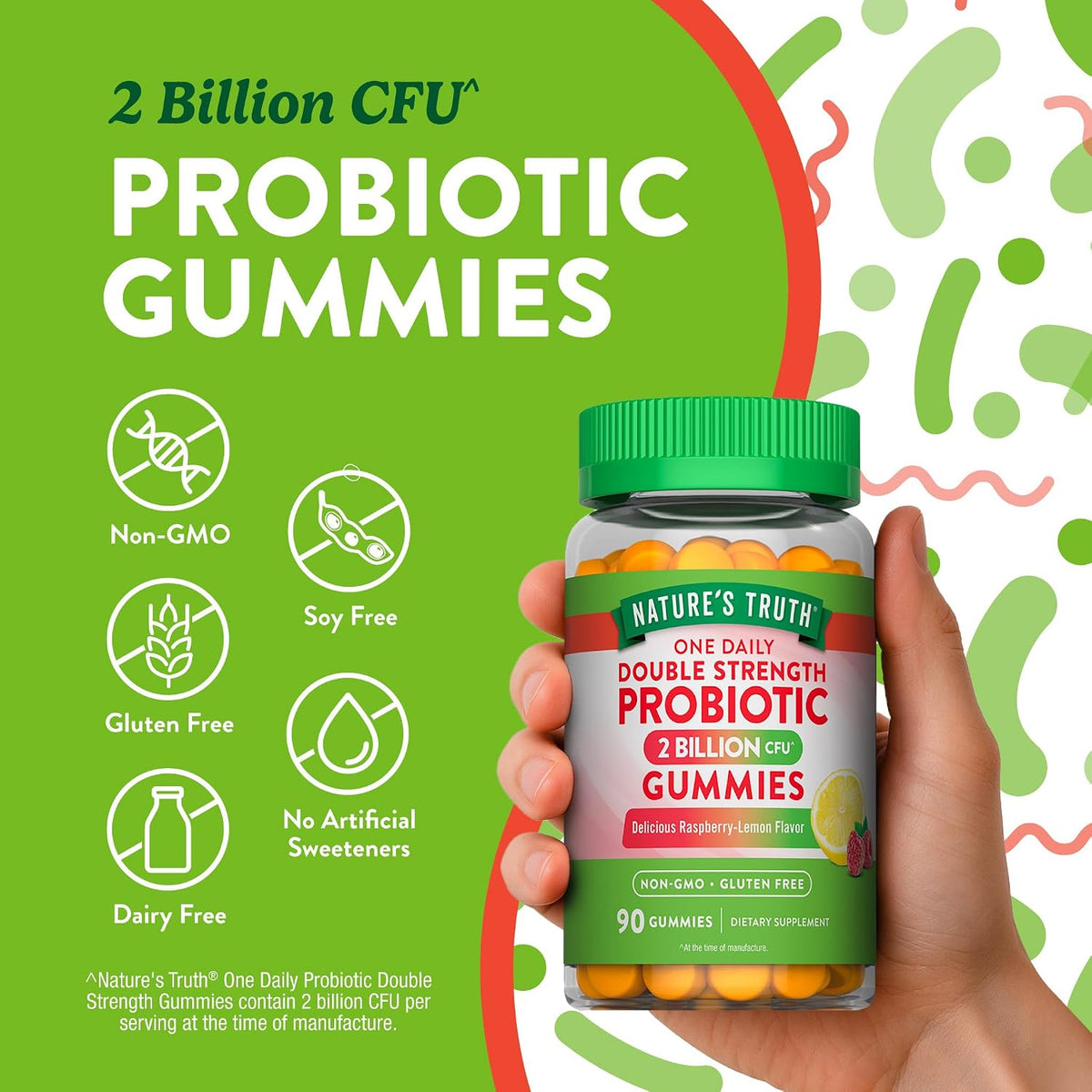 Nature's Truth Daily Probiotic Gummies | 2 Billion CFU | 90 Count