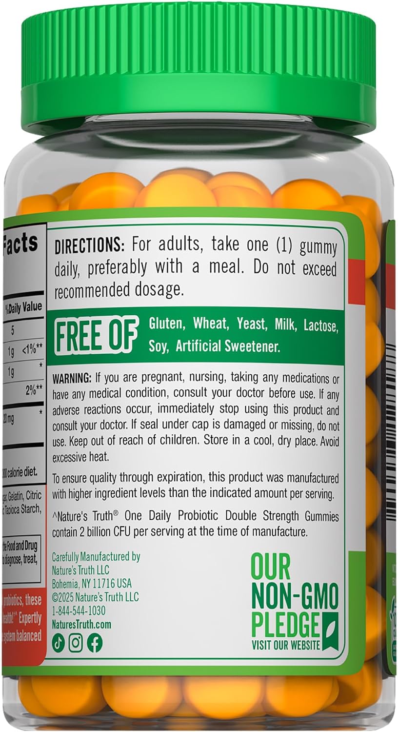 Nature's Truth Daily Probiotic Gummies | 2 Billion CFU | 90 Count
