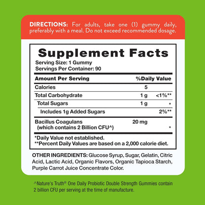 Nature's Truth Daily Probiotic Gummies | 2 Billion CFU | 90 Count