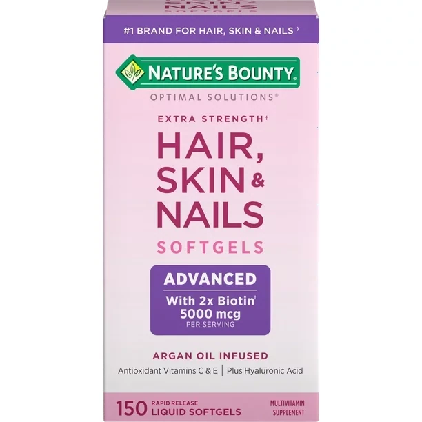 Nature's Bounty Advanced Hair, Skin and Nail Biotin & Vitamins A, C, & E Soft gels, 150 Count

