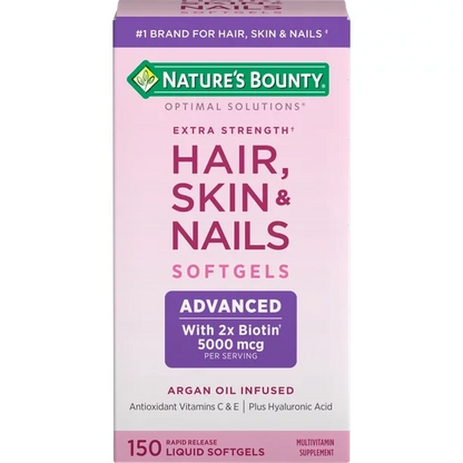Nature's Bounty Advanced Hair, Skin and Nail Biotin & Vitamins A, C, & E Soft gels, 150 Count
