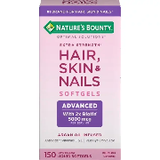 Nature's Bounty Advanced Hair, Skin and Nail Biotin & Vitamins A, C, & E Soft gels, 150 Count

