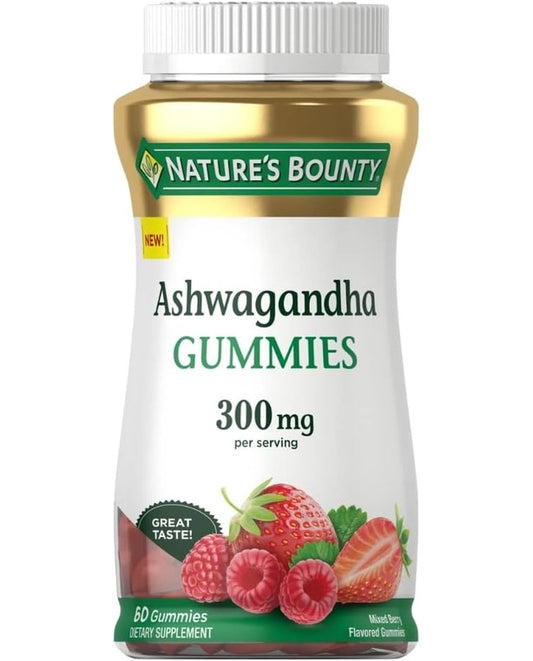 Nature's Bounty Ashwagandha Gummies, 300mg KSM-66 Ashwagandha Extract, Mixed Berry, 60 Gummies
