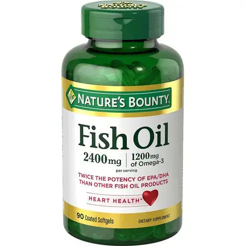 Nature's Bounty Fish Oil, Supports Heart Health, 2400mg, Coated Softgels, 90 Ct.
