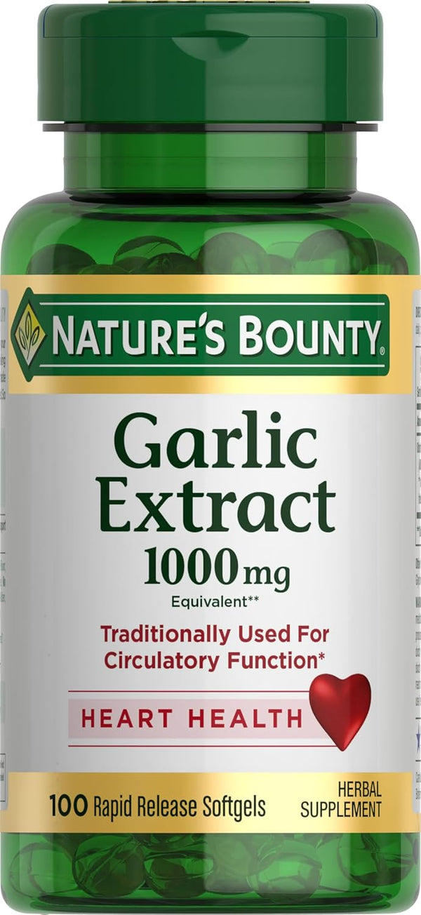 Nature's Bounty Garlic Extract,1000mg, 100 Rapid 
Release Softgels